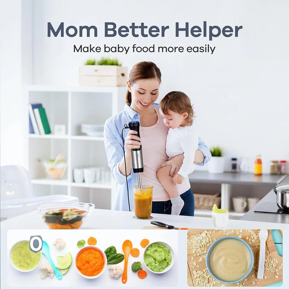 Hand Blender, 5-In-1 Immersion Hand Blender,12 Speed Turbo Mode Stick Blender for Make Smoothie, Milk Shakes,Juice ,Sauces