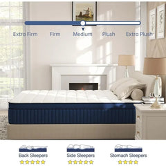 King Mattress, 12 Inch King Size Mattress in a Box, Ultimate Motion Isolation with Memory Foam and Pocket Spring, Medium Firm