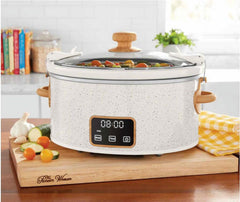 6 QT Slow Cooker, Locking Lid, Digital, Linen Speckle, Model PW8400778514-5