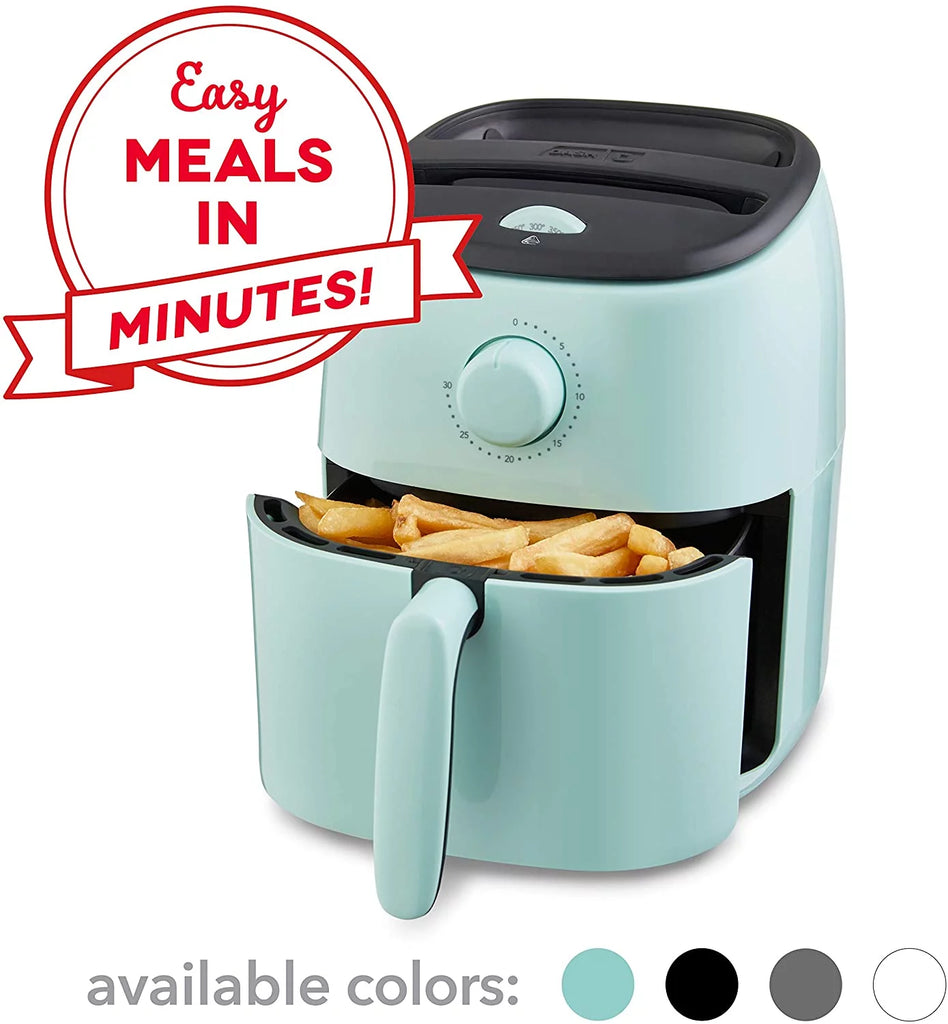 DCAF200GBAQ02 Tasti Crisp Electric Air Fryer + Oven Cooker with Temperature Control, Non Stick Fry Basket, Recipe Guide + Auto Shut off Feature, 2.6Qt, Aqua