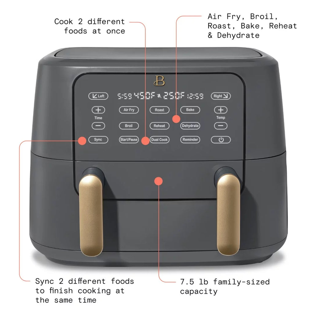 9 QT Trizone Air Fryer, Oyster Grey by Drew Barrymore