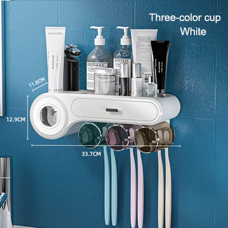 Toothbrush Holder for Bathroom Automatic Toothpaste Squeezer Wall with Cup Storage Rack Organizer Bathroom Accessories Home New