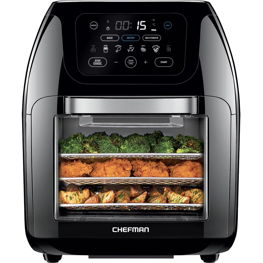 Multifunctional Digital 10 Qt. Air Fryer+ Rotisserie, Fry, Roast & Bake, 17 Presets - Black, New