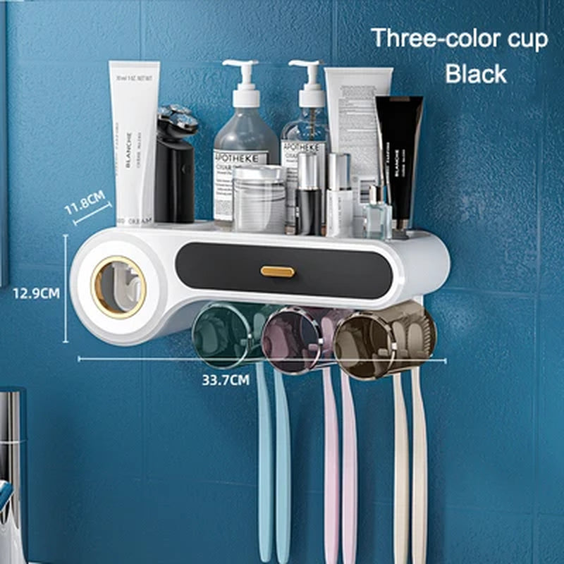 Toothbrush Holder for Bathroom Automatic Toothpaste Squeezer Wall with Cup Storage Rack Organizer Bathroom Accessories Home New