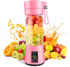 400Ml Portable Blender, USB Rechargeable Smoothie Blender Personal Juicer Cup Fruit Mixer, High Borosilicate Glass Cup, Pink