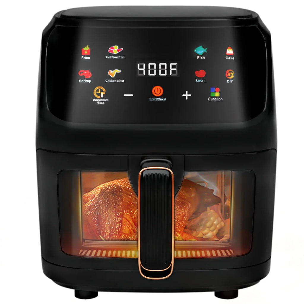 Air Fryer 7.5QT, Large 8-In-1 Digital Touchscreen, Visible Window, 1700W, New, Black