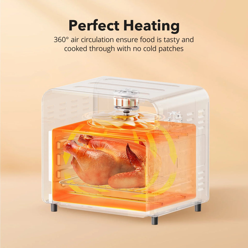 Air Fryer, 1700W 14.8 Quart, 5 in 1 Toaster Oven Countertop, Oil-Less Cooking, Stainless Steel, Black