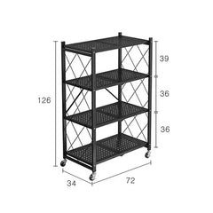 Foldable Metal Storage Rack Multifunctional Living Room Shelf Multilayer Installation Free Kitchen Organizer Trolley Bookshelf