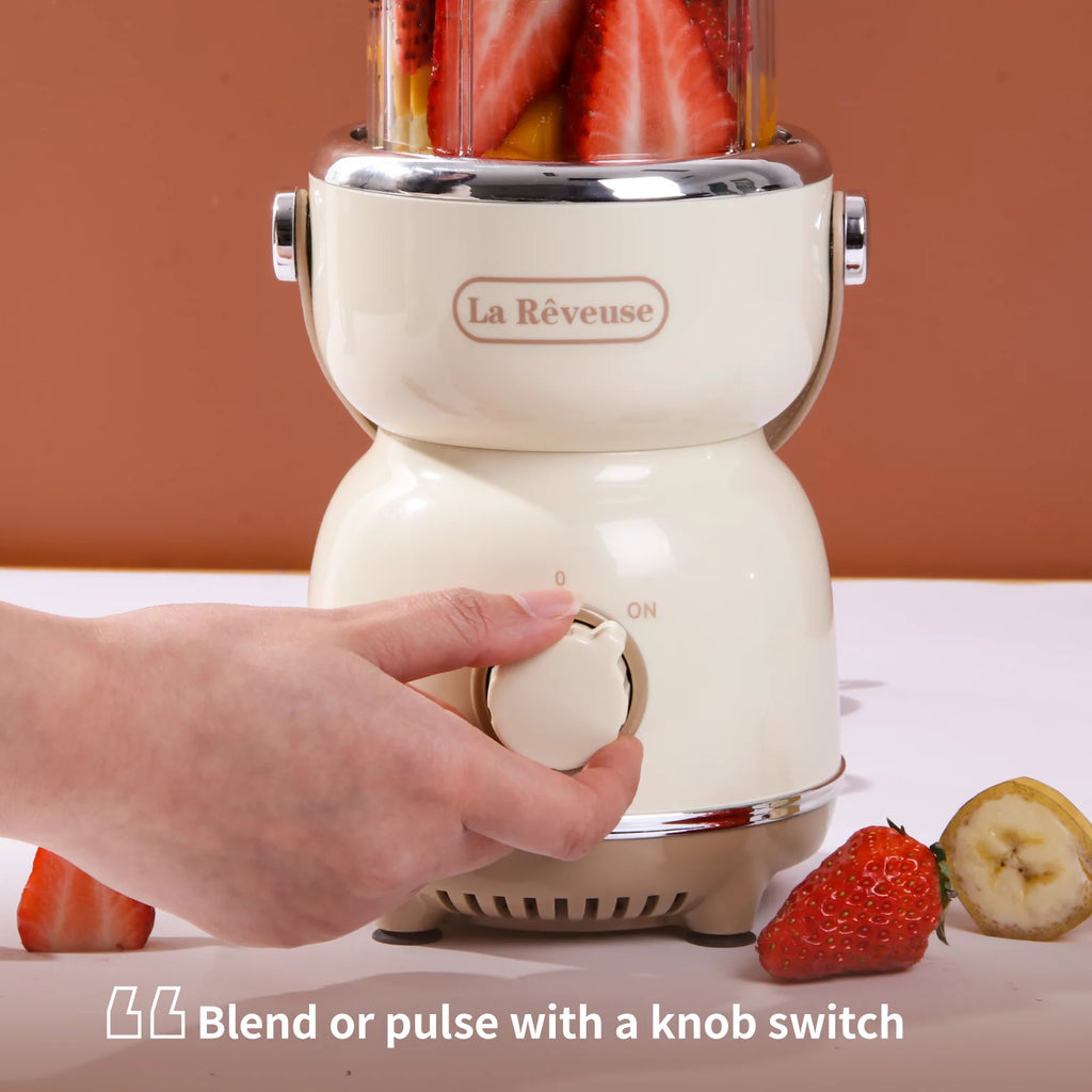 Personal Size Blender 300 Watts for Shakes Smoothies Seasonings Sauces with 17 Oz Cup / 10 Oz Mug,Retro Style