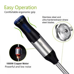 Hand Blender, 5-In-1 Immersion Hand Blender,12 Speed Turbo Mode Stick Blender for Make Smoothie, Milk Shakes,Juice ,Sauces